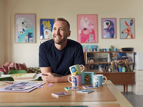 Pete Cromer Ceramic Square Tile Coaster Kangaroo 9.5cm - Image 3