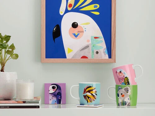 Pete Cromer Ceramic Square Tile Coaster Cockatoo 9.5cm - Image 2