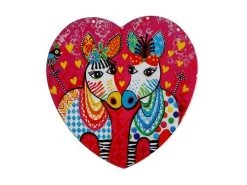 Love Hearts Ceramic Heart Coaster 10cm Zig Zag Zeb
