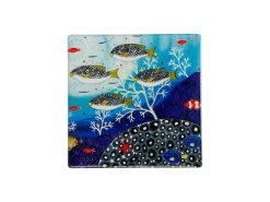 Melanie Hava Jugaig-Bana-Wabu Ceramic Square Coaster 10cm Goldman Sweetlips
