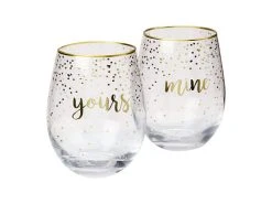 Celebrations Stemless Glass 500ML Set Of 2 Mine Yours Gift Boxed
