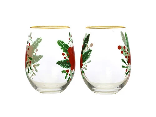 Mistletoe Stemless Glass 500ML Set Of 2 Gift Boxed - Image 2