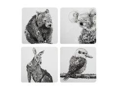 Marini Ferlazzo Animals Of Australia Cork Back Coaster 10.5cm Set Of 4 Gift Boxed