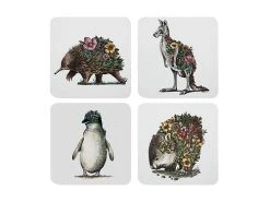 Marini Ferlazzo Australian Families Cork Back Coaster 10.5cm Set Of 4 Gift Boxed