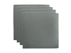 Table Accents Leather Look Cowhide Coaster 10x10cm Set Of 4 Grey