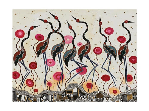 Melanie Hava Jugaig-Bana-Wabu Tea Towel 50x70cm Brolgas - Image 2