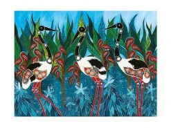 Melanie Hava Jugaig-Bana-Wabu Tea Towel 50x70cm Jabirus Blue