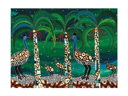 Melanie Hava Jugaig-Bana-Wabu Tea Towel 50x70cm Cassowaries Home