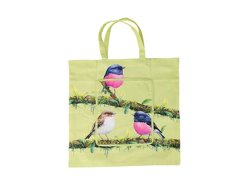 Katherine Castle Bird Talk Tote Bag 40x40cm Pink Robins