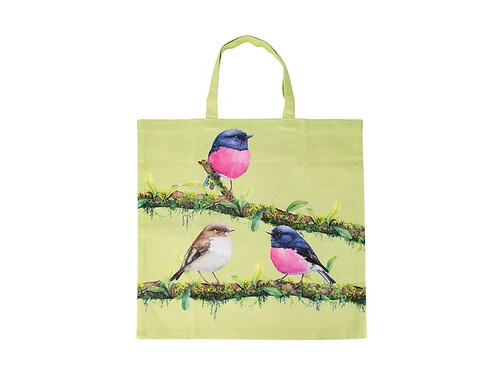 Katherine Castle Bird Talk Tote Bag 40x40cm Pink Robins - Image 2
