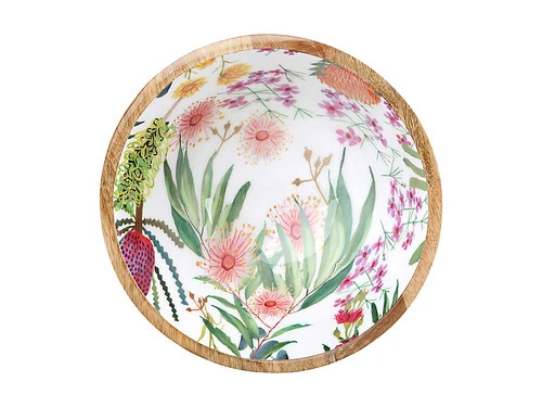 Royal Botanic Gardens Native Blooms Footed Bowl Wood Enamel 24x13.5cm - Image 3