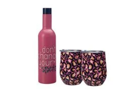 Kasey Rainbow Be Kind Double Wall Insulated Wine Set 3pc Spots Gift Boxed